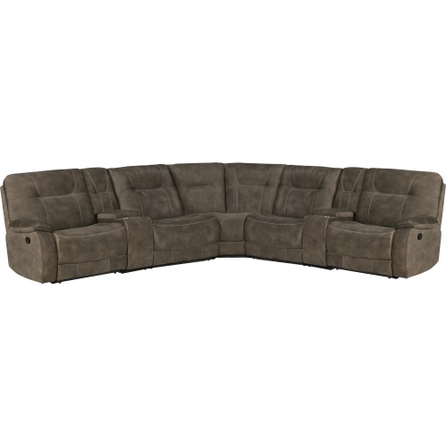 Cooper 7 Piece Modular Manual Reclining Sectional Sofa in Shadow Brown Fabric