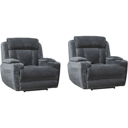 Dalton Power Recliner in Lucky Charcoal Gray Fabric (Set of 2)