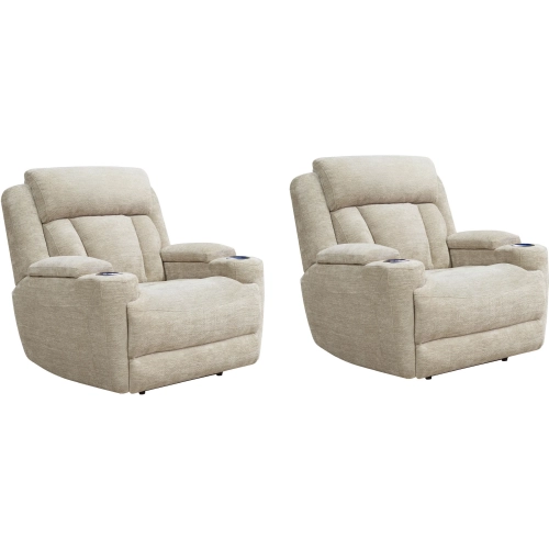 Dalton Power Recliner in Lucky Fawn Neutral Fabric (Set of 2)