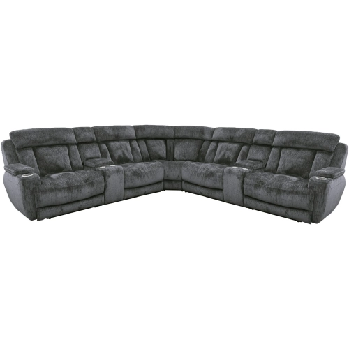 Dalton 7 Piece Modular Power Reclining Sectional Sofa in Charcoal Dark Grey Performance Fabric