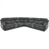 Dalton 7 Piece Modular Power Reclining Sectional Sofa in Charcoal Dark Grey Performance Fabric