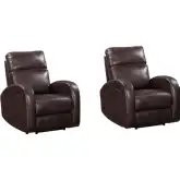 Devin Manual Recliner in Pebble Dark Brown Leatherette (Set of 2)