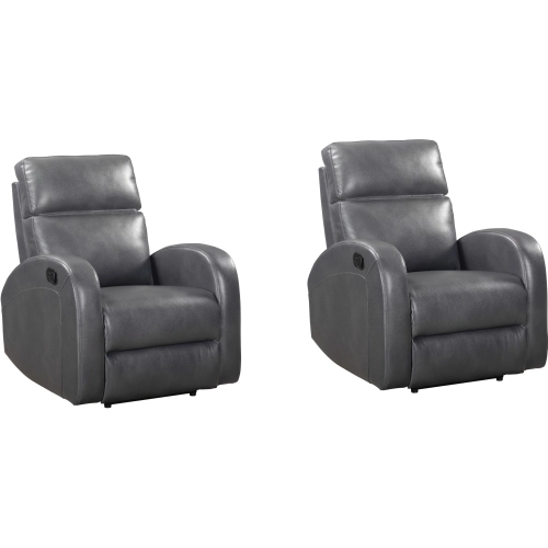 Devin Manual Recliner in Pebble Grey Leatherette (Set of 2)