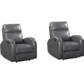 Devin Manual Recliner in Pebble Grey Leatherette (Set of 2)