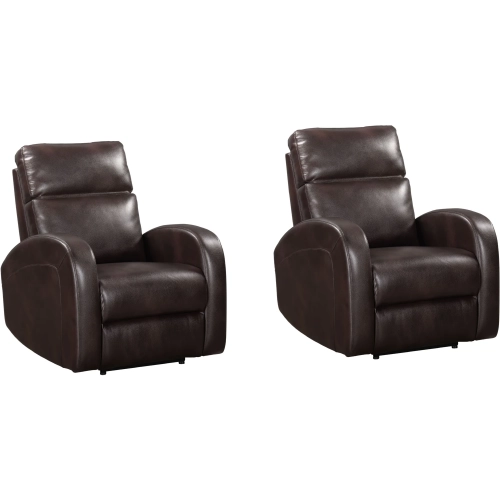 Devin Power Recliner in Pebble Dark Brown Leatherette (Set of 2)