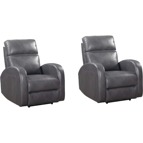 Devin Power Recliner in Pebble Grey Leatherette (Set of 2)
