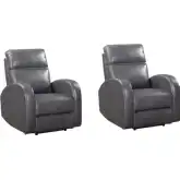 Devin Power Recliner in Pebble Grey Leatherette (Set of 2)