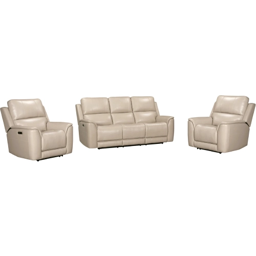 Easton Zero Gravity Power Reclining Sofa & 2 Recliners in Quartz Cream Top Grain Leather