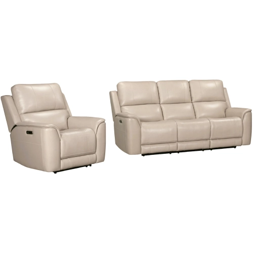 Easton Zero Gravity Power Reclining Sofa & Recliner in Quartz Cream Top Grain Leather