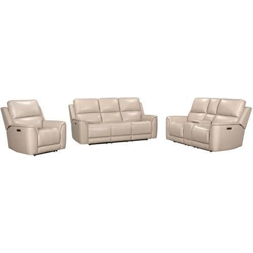 Easton Zero Gravity Power Reclining Sofa Set in Quartz Cream Top Grain Leather