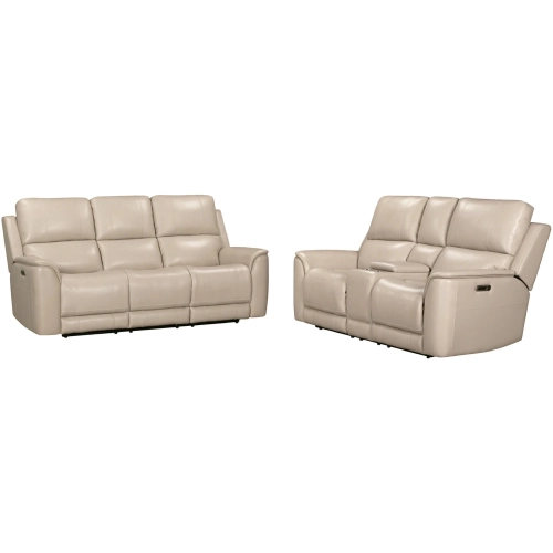 Easton Zero Gravity Power Reclining Sofa & Loveseat in Quartz Cream Top Grain Leather