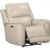 Easton Zero Gravity Power Recliner in Quartz Cream Top Grain Leather