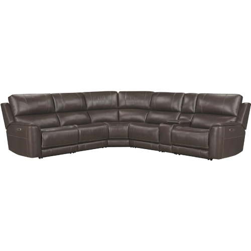 Easton 6 Piece Zero Gravity Power Reclining Sectional Sofa in Brown Top Grain Leather
