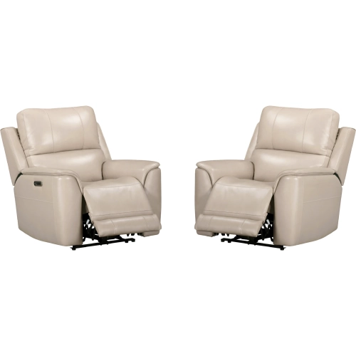 Easton Zero Gravity Power Recliner in Quartz Cream Top Grain Leather (Set of 2)