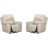 Easton Zero Gravity Power Recliner in Quartz Cream Top Grain Leather (Set of 2)