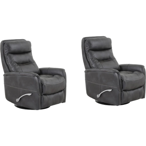 Gemini Manual Swivel Glider Recliner in Flint Dark Grey Leatherette (Set of 2)