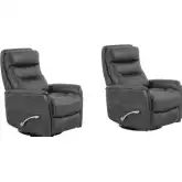 Gemini Manual Swivel Glider Recliner in Flint Dark Grey Leatherette (Set of 2)