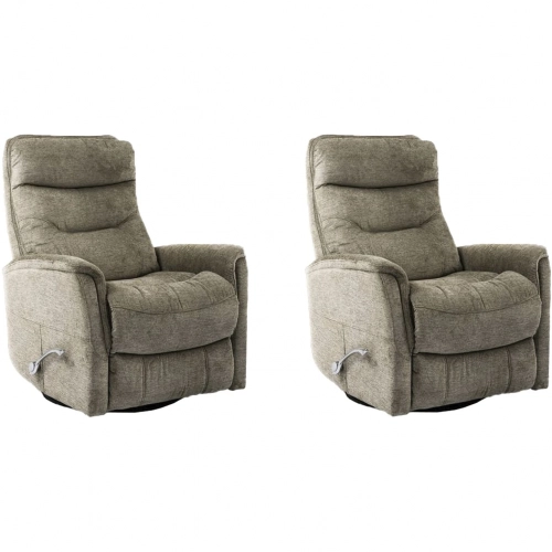 Gemini Manual Swivel Glider Recliner in Heather Grey Fabric (Set of 2)