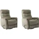 Gemini Manual Swivel Glider Recliner in Heather Grey Fabric (Set of 2)