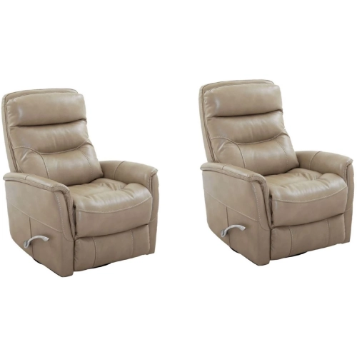 Gemini Manual Swivel Glider Recliner in Linen Tan Leatherette (Set of 2)