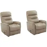 Gemini Manual Swivel Glider Recliner in Linen Tan Leatherette (Set of 2)