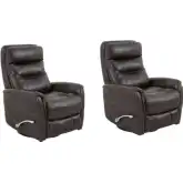 Gemini Manual Swivel Glider Recliner in Truffle Dark Brown Leatherette (Set of 2)