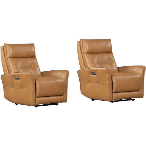 Gershwin Zero Gravity Power Recliner in Butterscotch Brown Top Grain Leather (Set of 2)