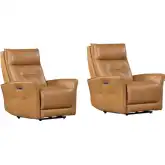 Gershwin Zero Gravity Power Recliner in Butterscotch Brown Top Grain Leather (Set of 2)