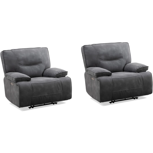 Gladiator Power Zero Gravity Recliner in Cobalt Dark Grey Leatherette (Set of 2)