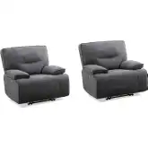 Gladiator Power Zero Gravity Recliner in Cobalt Dark Grey Leatherette (Set of 2)