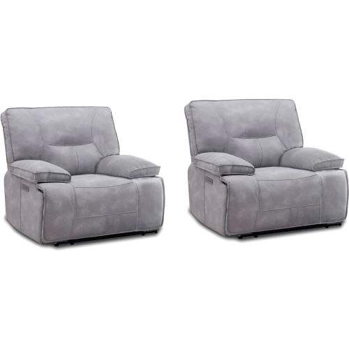 Gladiator Power Zero Gravity Recliner in Sky Light Grey Leatherette (Set of 2)
