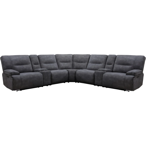 Gladiator 7 Piece Modular Power Zero Gravity Reclining Sectional Sofa in Cobalt Dark Gray Fabric