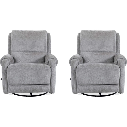 Gentry Manual Swivel Glider Recliner in Shadowplay Gray Fabric (Set of 2)