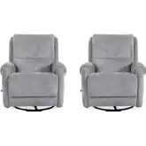 Gentry Manual Swivel Glider Recliner in Shadowplay Gray Fabric (Set of 2)