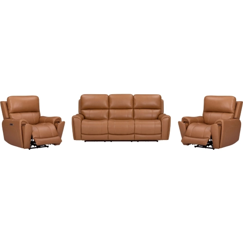 Hancock Zero Gravity Power Reclining Sofa & 2 Recliners in Apple Cider Brown Leatherette