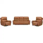 Hancock Zero Gravity Power Reclining Sofa & 2 Recliners in Apple Cider Brown Leatherette