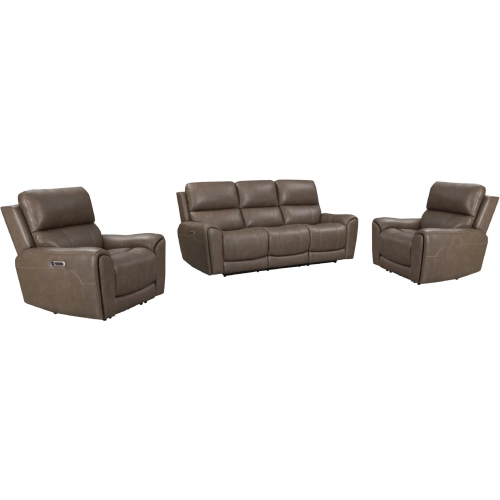 Hancock Zero Gravity Power Reclining Sofa & 2 Recliners in Bette Hazel Brown Leatherette
