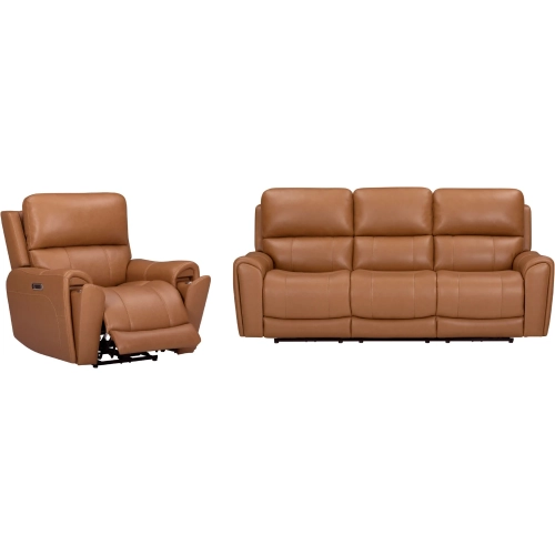 Hancock Zero Gravity Power Reclining Sofa & Recliner in Apple Cider Brown Leatherette
