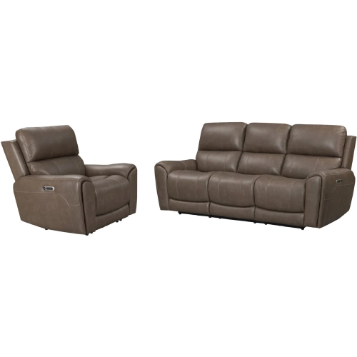 Hancock Zero Gravity Power Reclining Sofa & Recliner in Bette Hazel Brown Leatherette