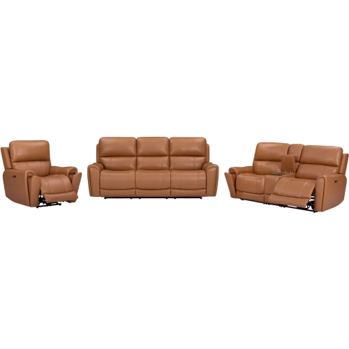 Hancock Zero Gravity Power Reclining Sofa Set in Apple Cider Brown Leatherette