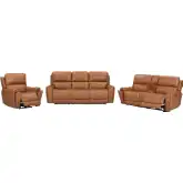 Hancock Zero Gravity Power Reclining Sofa Set in Apple Cider Brown Leatherette