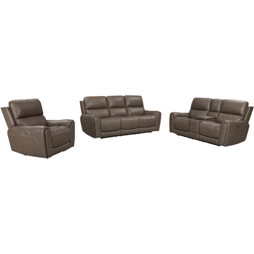 Hancock Zero Gravity Power Reclining Sofa Set in Bette Hazel Brown Leatherette
