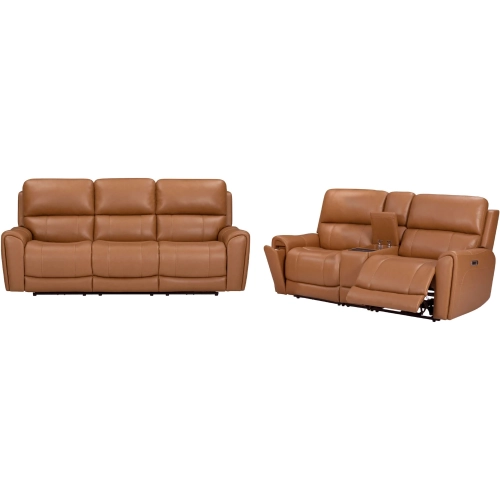 Hancock Zero Gravity Power Reclining Sofa & Loveseat in Apple Cider Brown Leatherette