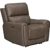 Hancock Zero Gravity Power Recliner in Bette Hazel Brown Leatherette