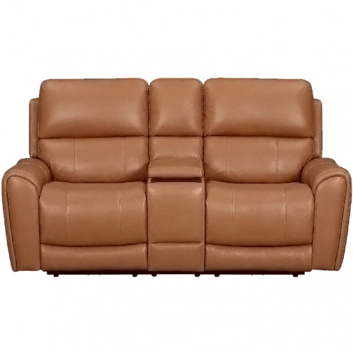 Hancock Zero Gravity Power Reclining Console Loveseat in Apple Cider Brown Leatherette
