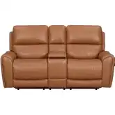 Hancock Zero Gravity Power Reclining Console Loveseat in Apple Cider Brown Leatherette