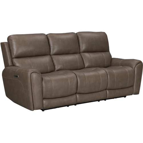 Hancock Zero Gravity Power Reclining Sofa w/ Drop Table in Bette Hazel Brown Leatherette