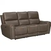Hancock Zero Gravity Power Reclining Sofa w/ Drop Table in Bette Hazel Brown Leatherette