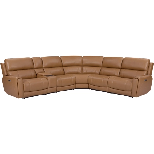 Hancock 6 Piece Zero Gravity Power Reclining Sectional Sofa in Apple Cider Brown Leatherette