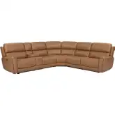 Hancock 6 Piece Zero Gravity Power Reclining Sectional Sofa in Apple Cider Brown Leatherette